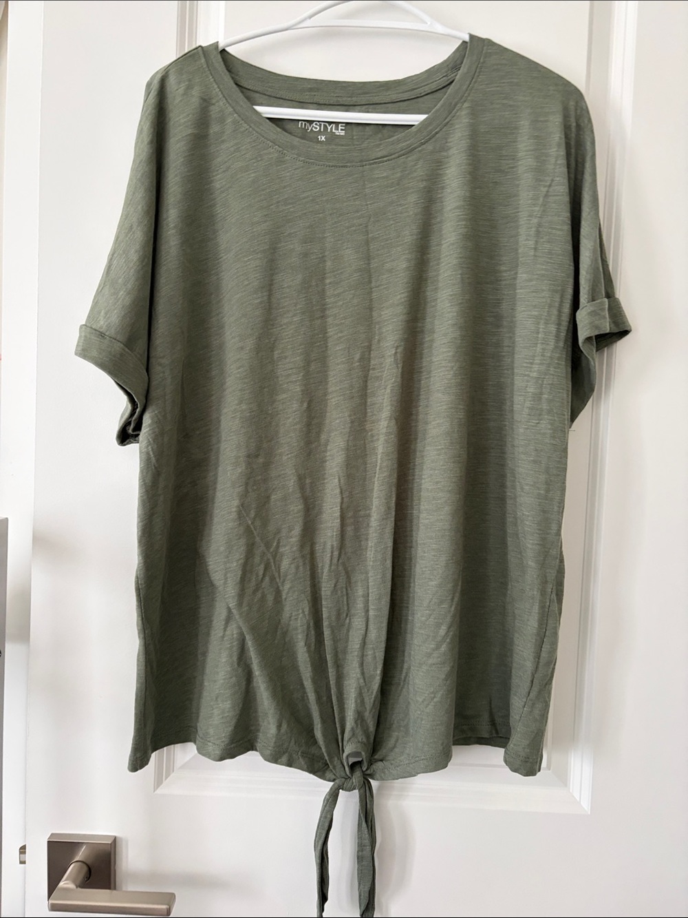 Olive Tie-Front Short Sleeve Tee